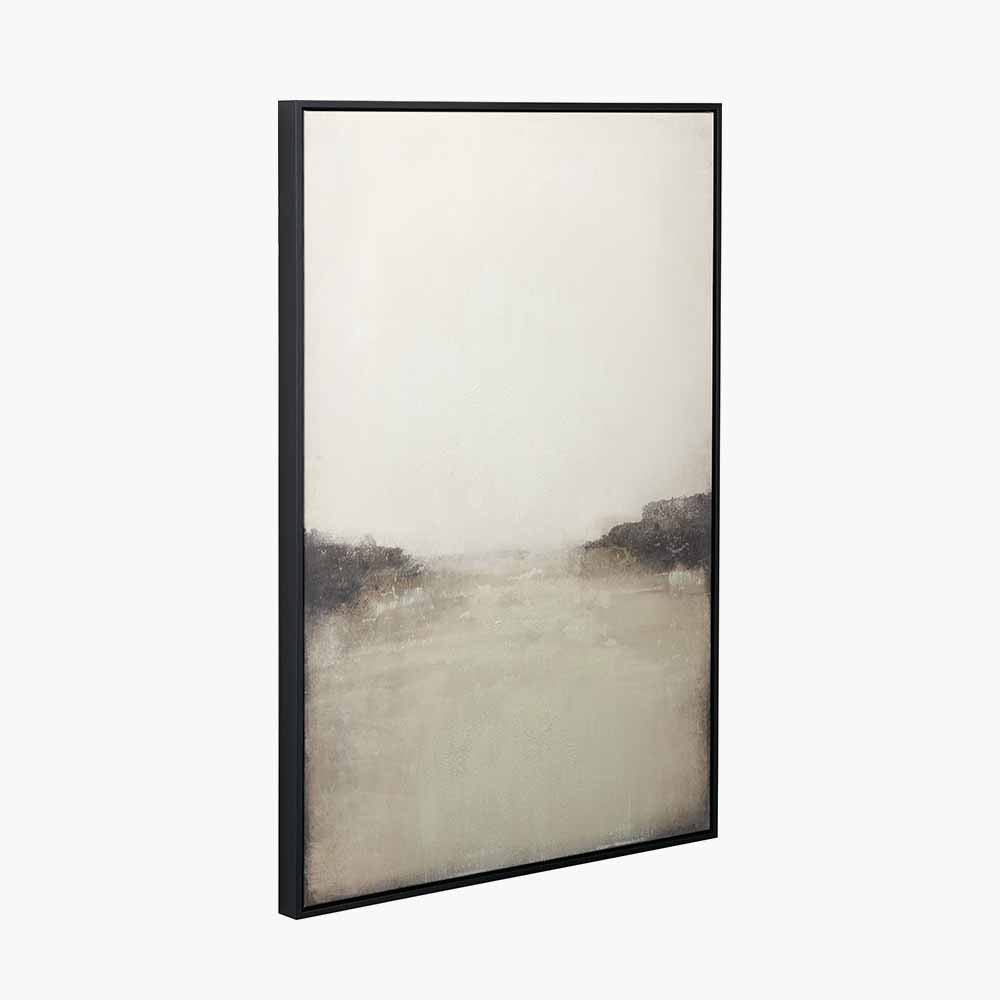 Grey & White Abstract Canvas with Black Frame - CLEARANCE